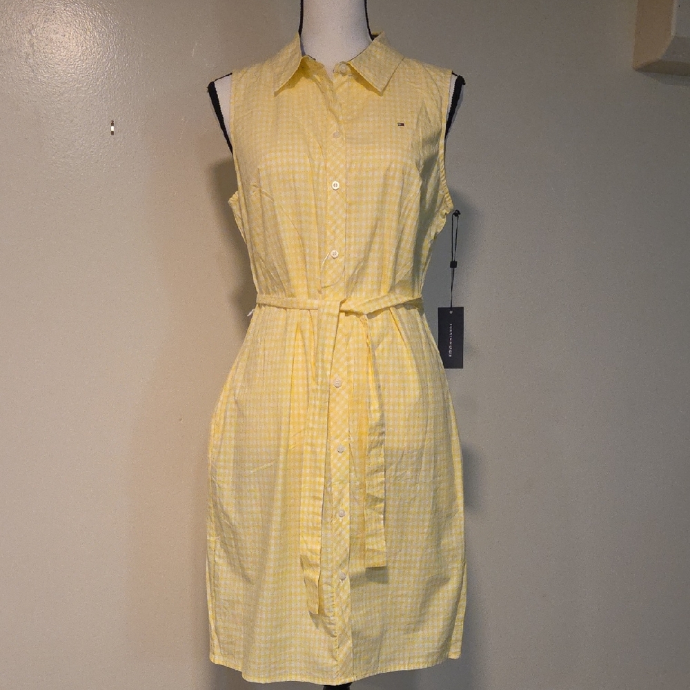 Tommy Hilfiger Yellow Sleeveless Polo Collar Mini Dress
